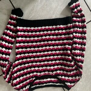 Stylish Black and Pink Striped Sweater